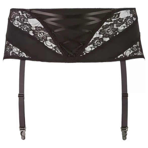 Cottelli Plus Size - csipkés, fűzős harisnyatartó (fekete)