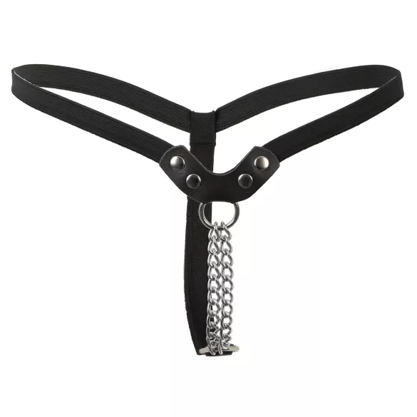 Fetish - szegecses, láncos tanga (fekete, S-L)