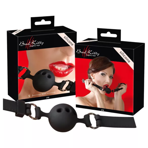Bad Kitty - kicsi szilikon szájpecek BDSM játékhoz (fekete)