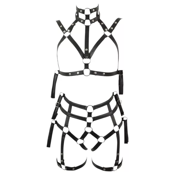 Bad Kitty - bondage testhám melltartó szett (fekete)