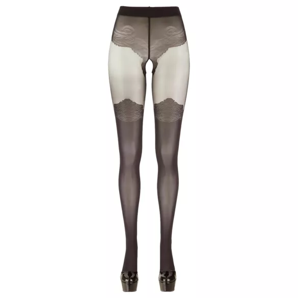 Cottelli - mintás, nyitott harisnya (fekete)