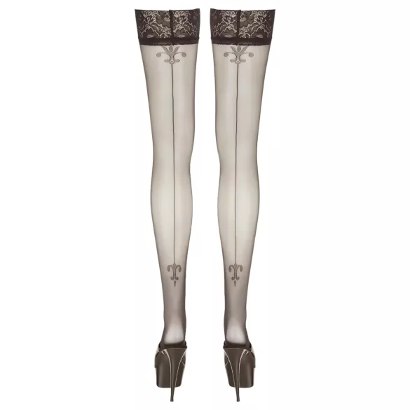 Cottelli - liliom mintás, csíkos combfix (fekete)