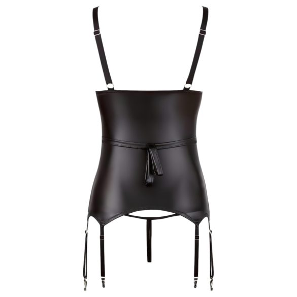 Cottelli Bondage - fényes, mellemelős felső bilinccsel (fekete)