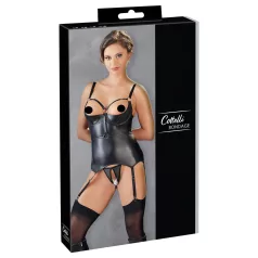   Cottelli Bondage - fényes, push-up felső bilinccsel (fekete)