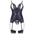 Cottelli - csipkés nyitott felső és tanga (fekete)