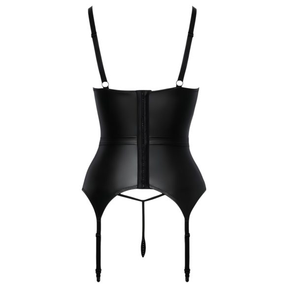 Abierta Fina - mellemelő felső harisnyatartóval (fekete)