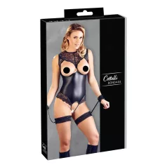   Cottelli Bondage - fényes nyitott body és kar bilincs (fekete)
