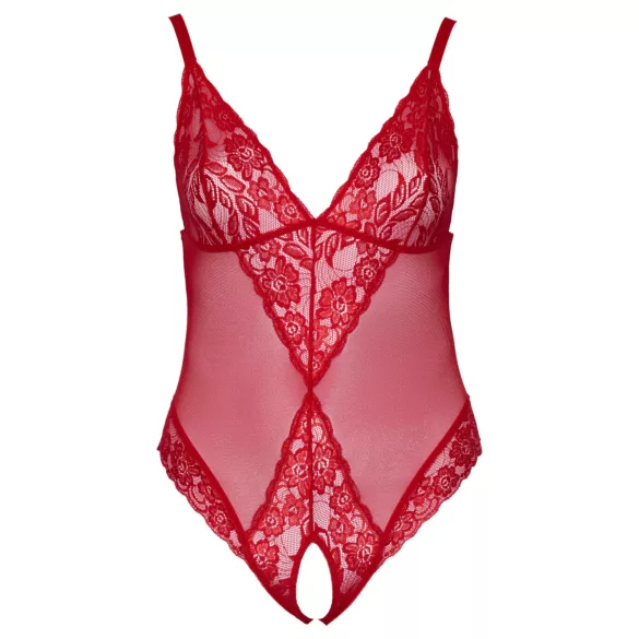 Cottelli Curves - áttetsző csipke body (piros)