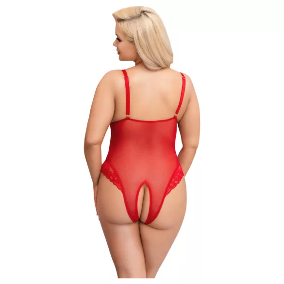 Cottelli Curves - áttetsző csipke body (piros)