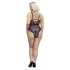 Cottelli Curves Plus Size - átlátszó mintás body (fekete)