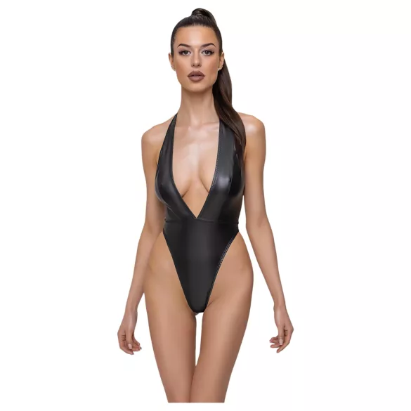 Cottelli Party - fényes, nyakpántos body (fekete)