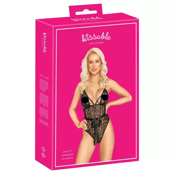 Kissable - csipke body (fekete)
