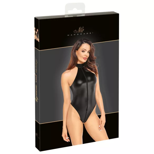 Noir - fényes nyakpántos body (fekete)