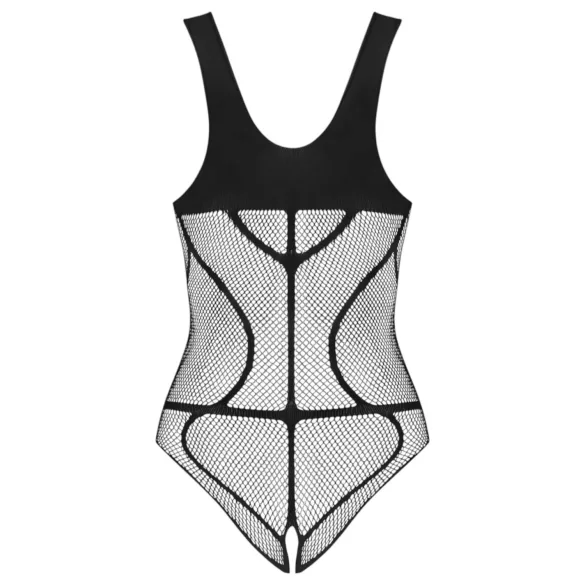 Obsessive B336 - átlátszó, nyitott necc body (fekete) - S-L