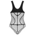 Obsessive B336 - átlátszó, nyitott necc body (fekete) - S-L