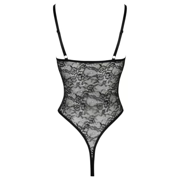 Cottelli - átlátszó, nyitott csipke body (fekete)