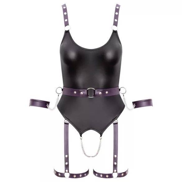 Cottelli - nyitott bondage body bilincsekkel (fekete)