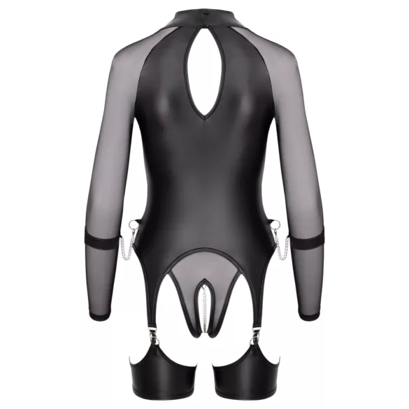 Cottelli Bondage - áttetsző felső bilincsekkel (fekete)