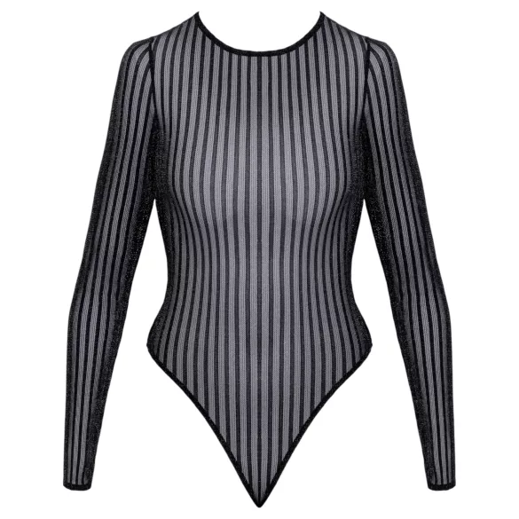 Cottelli - csíkos, ezüstszálas body (fekete) - S-L
