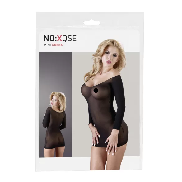 NO:XQSE - hosszúujjú, átlátszó, fekete cicaruha (S-L)