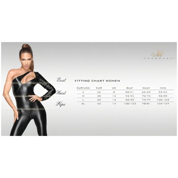 Noir - rakott ruha, átlátszó mellrésszel, nyakpánttal (fekete)