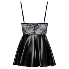 Noir - csipke felsős fényes ruha (fekete)