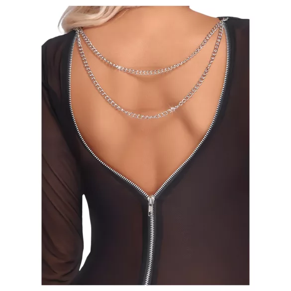 Cottelli Party - áttetsző, cipzáras ruha (fekete)