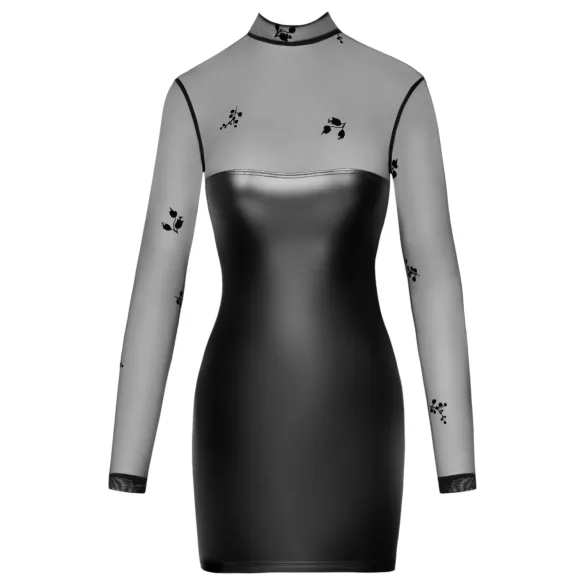 Noir - átlátszó felsős fényes ruha (fekete)