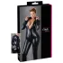 Cottelli Plus Size - fényes hosszúujjú party overál (fekete)