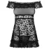 Obsessive Flores - fodros babydoll és tanga (fekete)