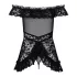 Obsessive Flores - fodros babydoll és tanga (fekete)