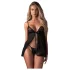 Obsessive Blomentis - csipkés babydoll szett (fekete)