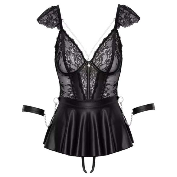 Cottelli Bondage - csipkés miniruha bilincsekkel (fekete)