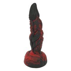   OgazR Hell Dong- tapadótalpas barázdás dildó - 20 cm (fekete-piros)