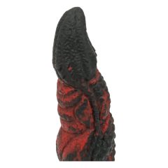   OgazR Hell Dong- tapadótalpas barázdás dildó - 20 cm (fekete-piros)