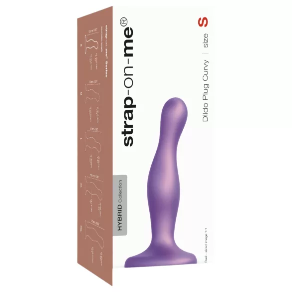 Strap-on-me Curvy S - hullámos, tapadókorongos dildó (lila)