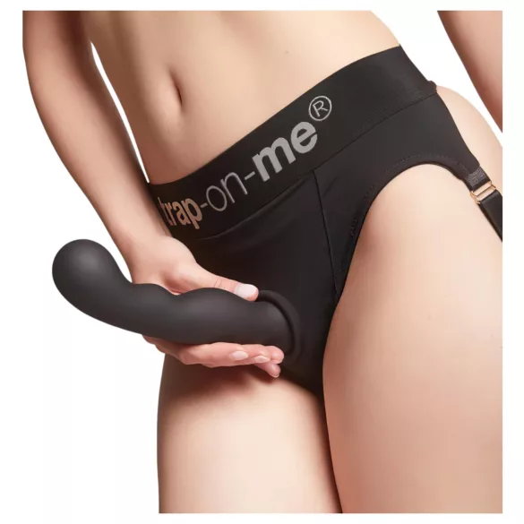 Strap-on-me P&G S - hajlított, tapadókorongos dildó (fekete)