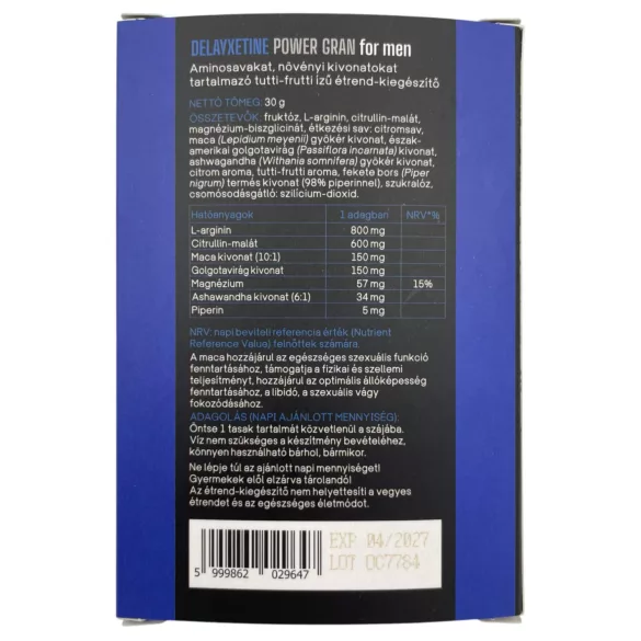 Delayxetine - étrend kiegészítő zselé férfiaknak (7 tasak)