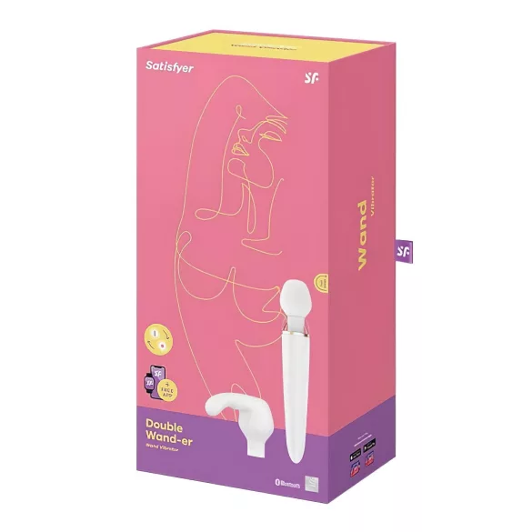 Satisfyer Double Wand-er - App-vezérelt masszírozó vibrátor (fehér)