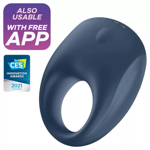 Satisfyer Strong One - App-vezérelt vibrációs péniszgyűrű, férfiaknak (kék)