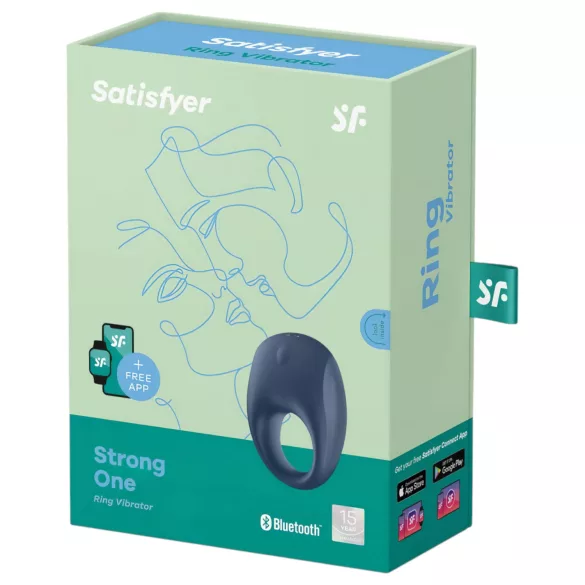 Satisfyer Strong One - App-vezérelt vibrációs péniszgyűrű, férfiaknak (kék)