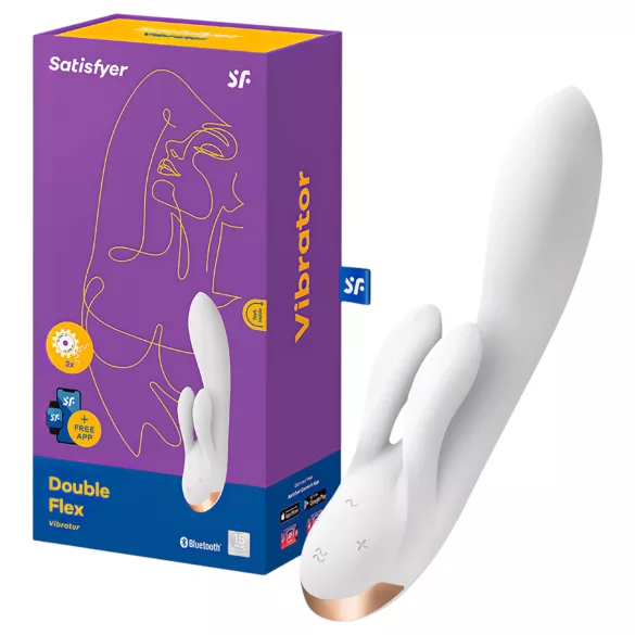Satisfyer Double Flex - App-vezérelt csiklókaros vibrátor (fehér)