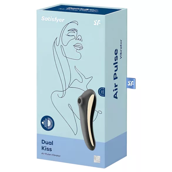 Satisfyer Dual Kiss - akkus hüvelyi és csikló vibrátor (fekete)