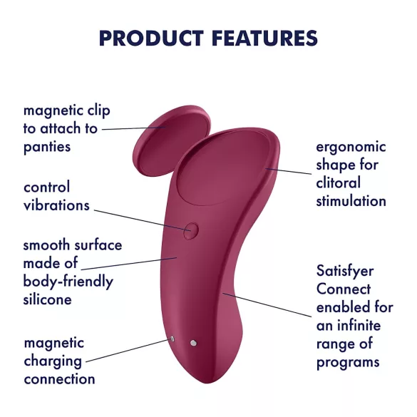 Satisfyer Sexy Secret – App-vezérelt bugyi vibrátor (piros)