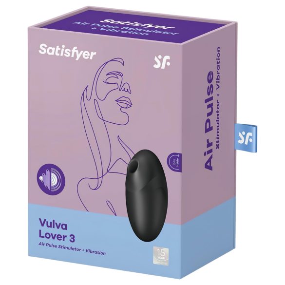 Satisfyer Vulva Lover 3 - léghullámos csiklóizgató (fekete)