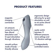   Satisfyer Curvy Trinity 3 - akkus hüvelyi és csiklóvibrátor (szürke)