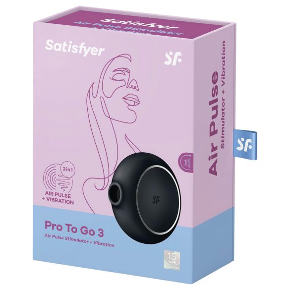 Satisfyer Pro To Go 3 - léghullámos csiklóizgató (fekete)