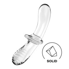   Satisfyer Double Crystal - kétvégű üveg dildó (átlátszó)