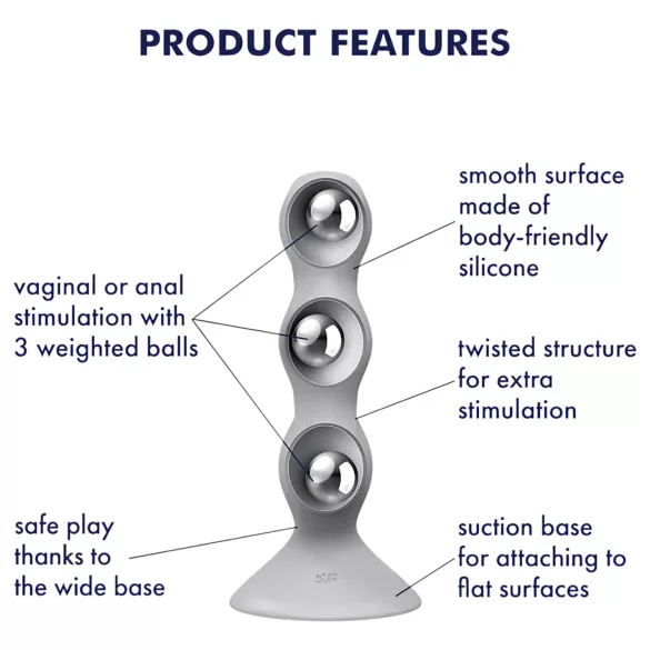 Satisfyer Triple Ball-R - gyöngyös dildó (szürke)