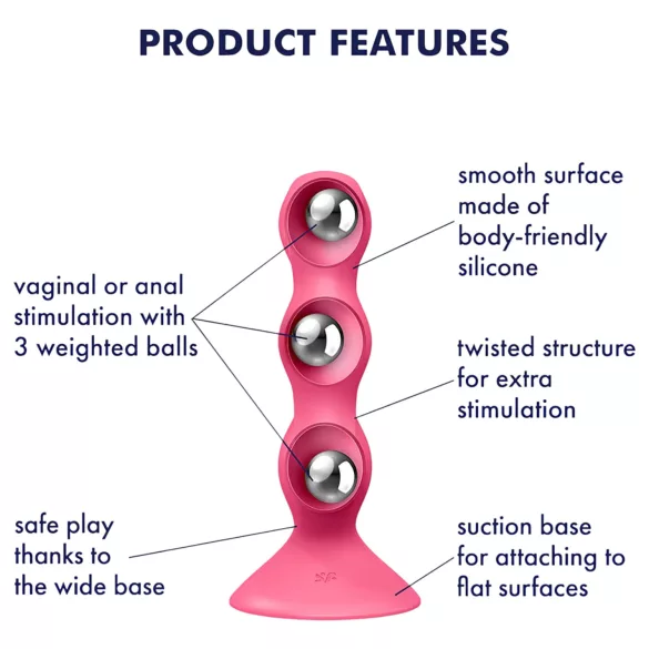 Satisfyer Triple Ball-R - gyöngyös análvibrátor (pink)